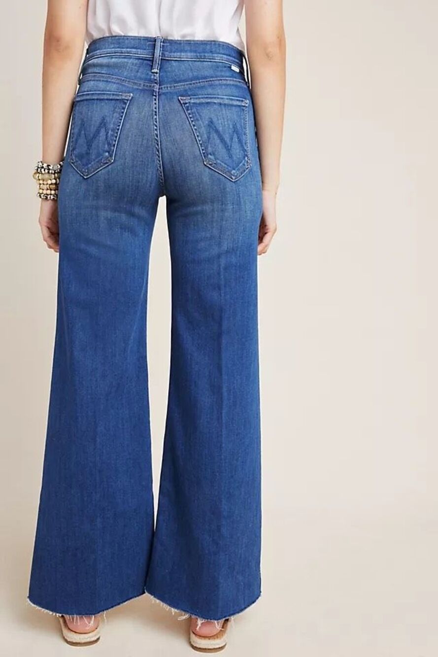 MOTHER Tomcat Roller Fray Healing Jar Solid Blue Wash Wide Leg Raw Hem Size 30